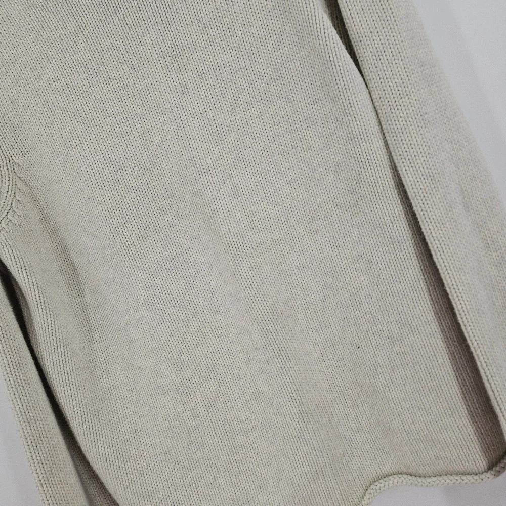 VTG J.Crew Roll Neck Sweater Ivory Cotton Heavy Knit Preppy Pullover Winter Sz L